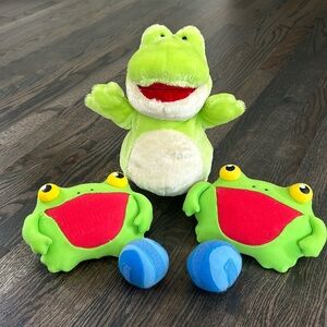GANZ Plush FROG Puppet & Melissa & Doug Sunny Patch Skippy Frog Toss Grip Game